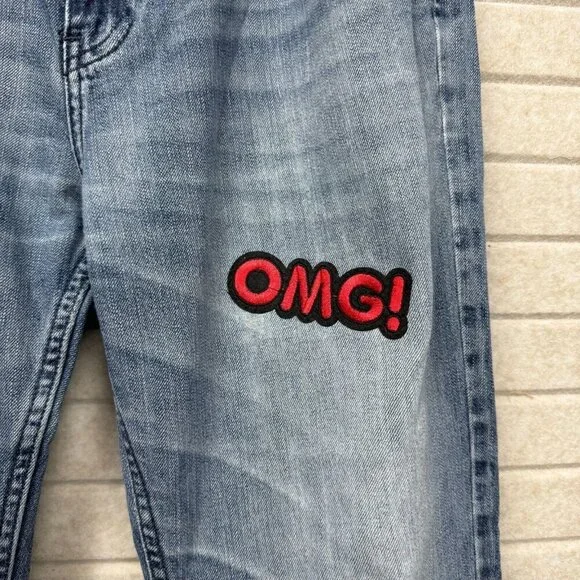 Tony Hawk Men’s Blue Straight Leg Jeans Patches Graphic Detail Size 30 - Picture 4 of 16